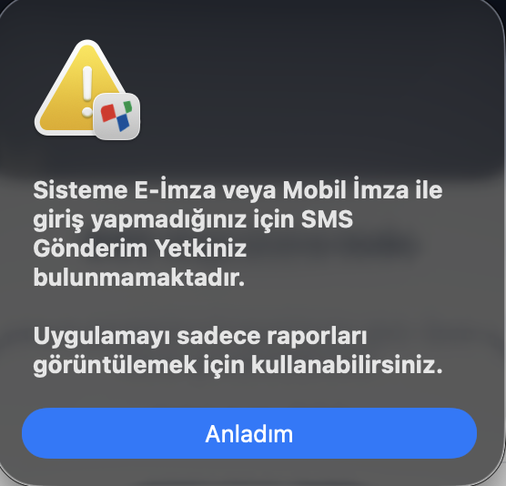 Sınırlı Yetki Uyarısı